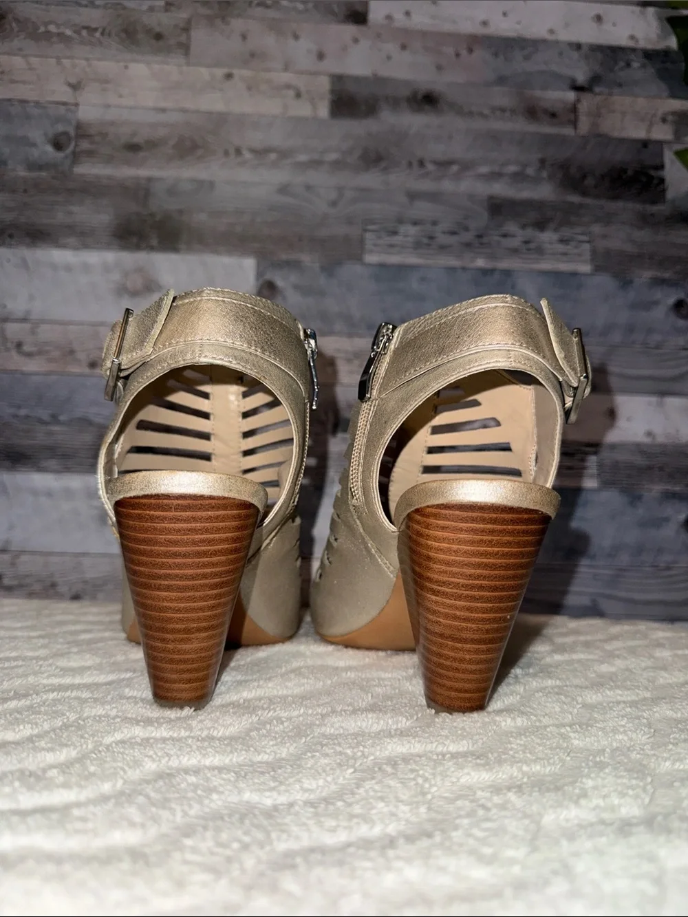 Coach Metallic Gold Strappy Heels